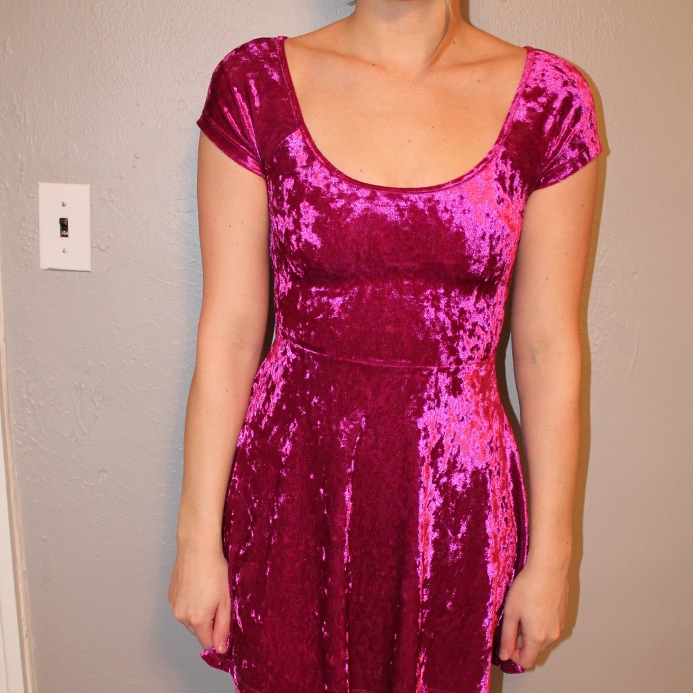 Pink Velvet Skater Mini-dress